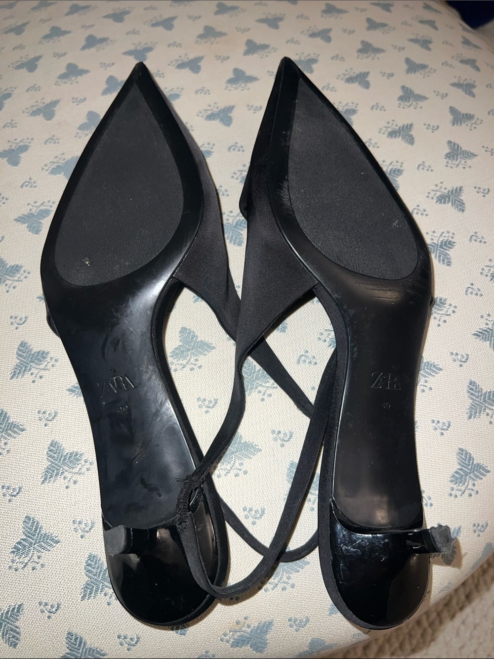 Zara Black Pointed Slingback Pumps with Strap Detail - Picture 3 of 12